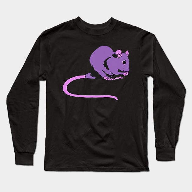 Purple Pet Rat Long Sleeve T-Shirt by oblongataexpand